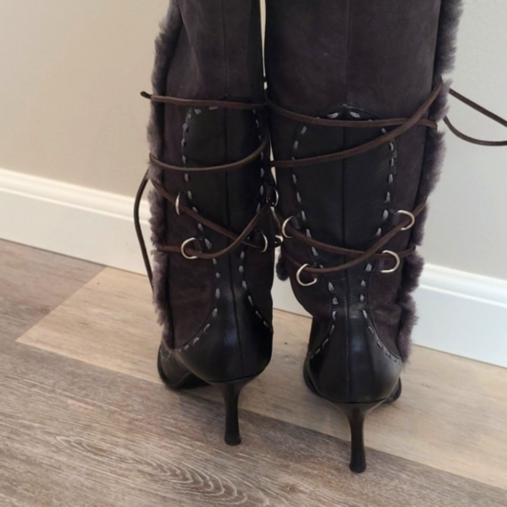 Suede, leather and fur knee boots - Picture 6 of 6